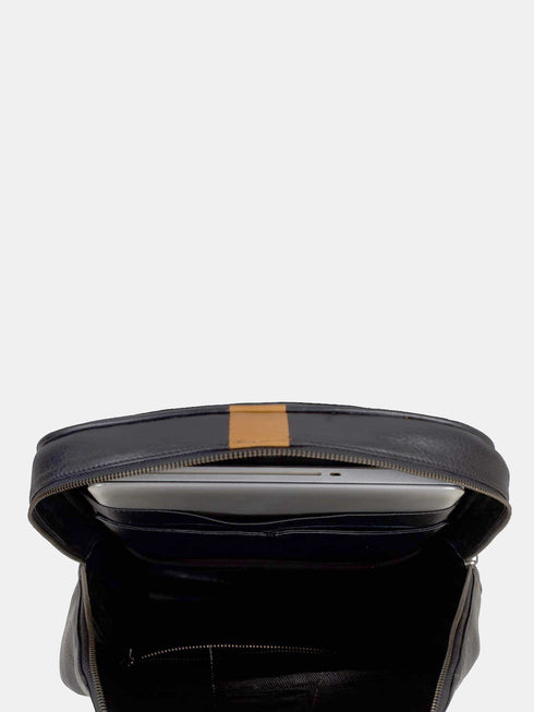 Leather Backpack - Black/Tan