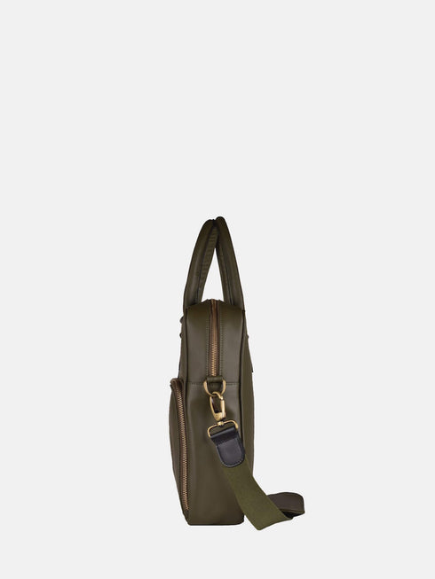 Leather Laptop Bag - Olive
