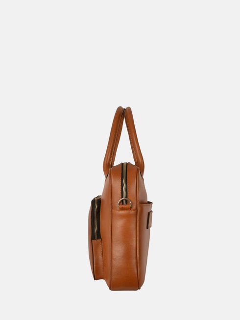 Leather Laptop Bag - Tan