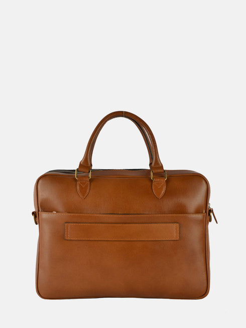 Leather Laptop Bag - Tan & Black