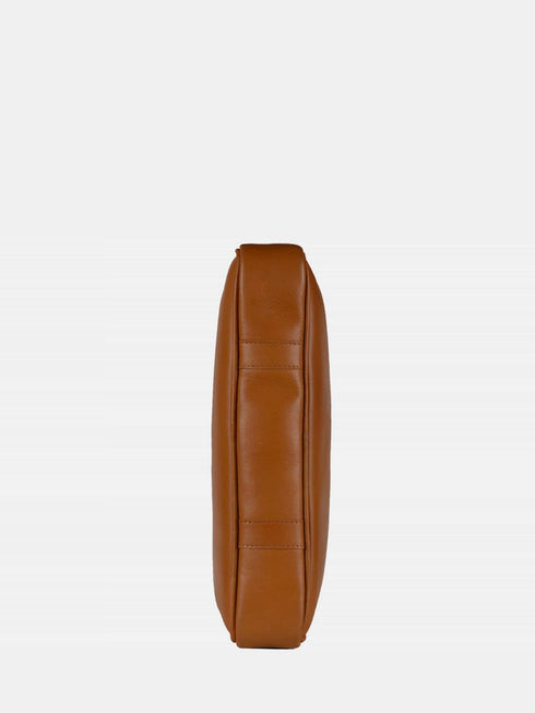 Leather Laptop Bag - Tan/Black