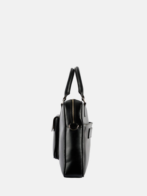 Leather Laptop Bag - Black