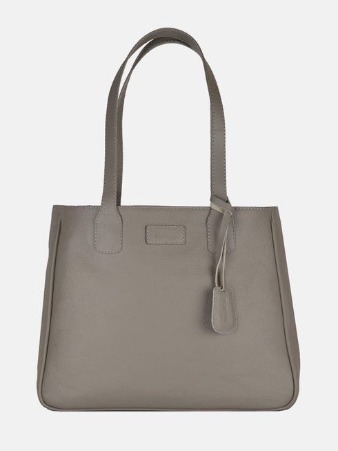Leather Tote - Grey