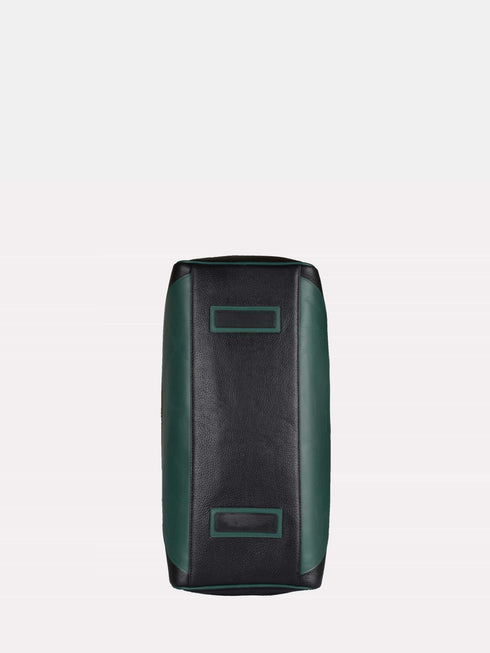 Leather Travel Bag - Black / Green