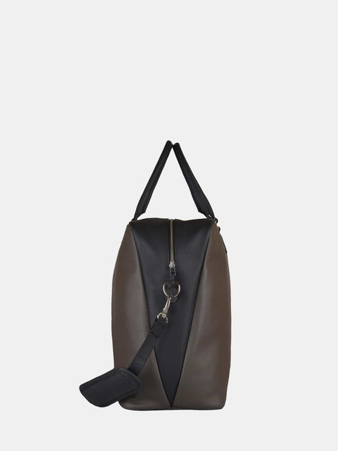 Leather Travel Bag - Dark Grey / Black