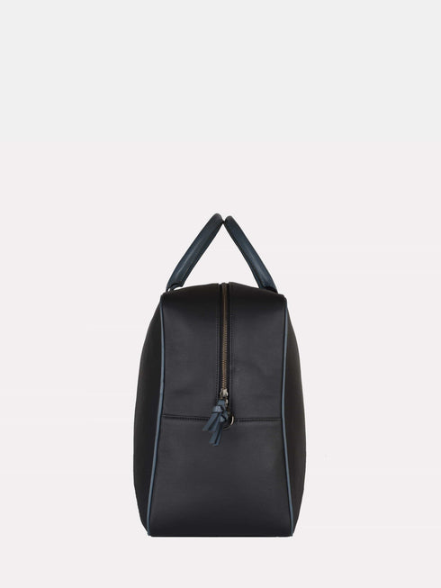 Leather Travel Bag - Black / Blue