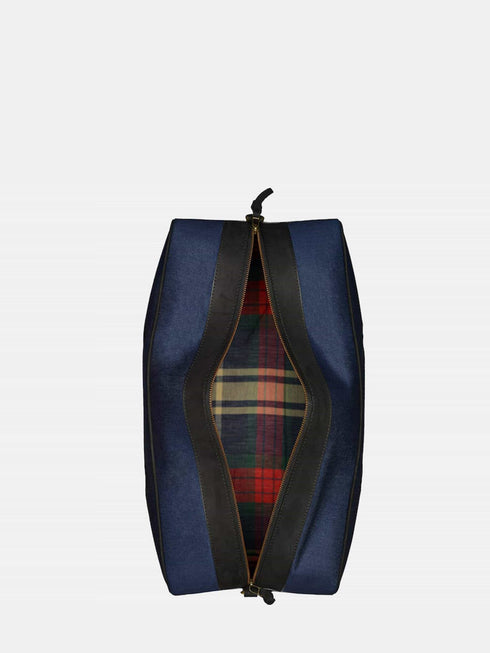 Leather Travel Bag - Black / Blue