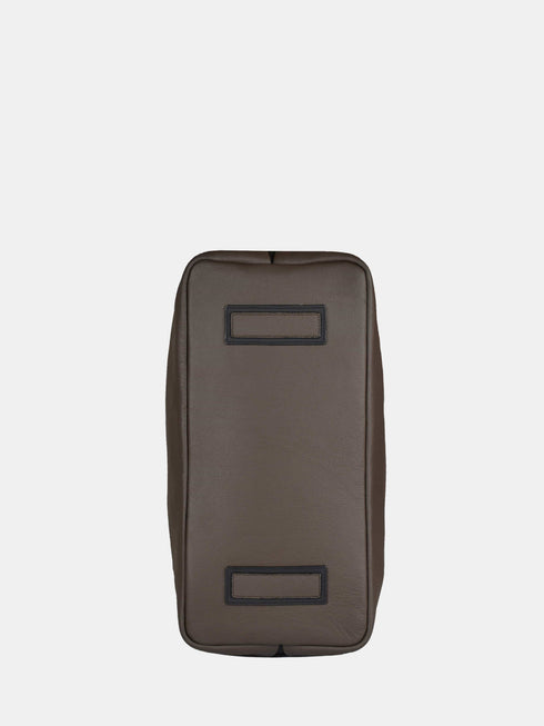 Leather Travel Bag - Dark Grey / Black