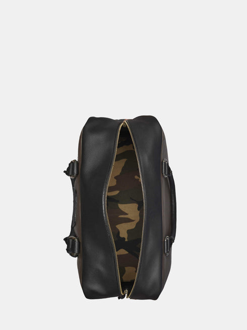 Leather Travel Bag - Dark Grey / Black