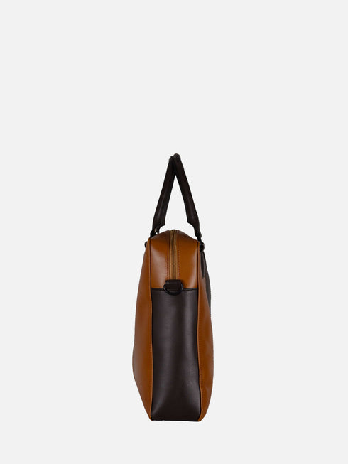 Leather Laptop Bag - Black/Tan