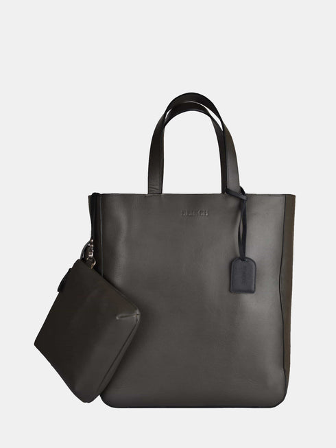 Leather Tote - Grey