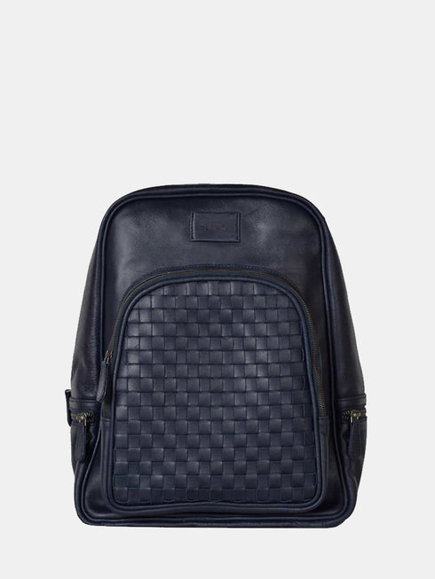 Leather Backpack - Navy Blue