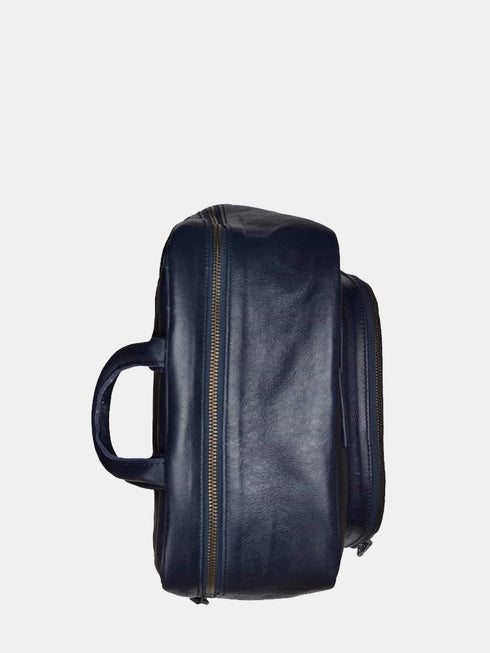 Leather Backpack - Navy Blue