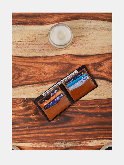 Leather Wallet - Black / Tan