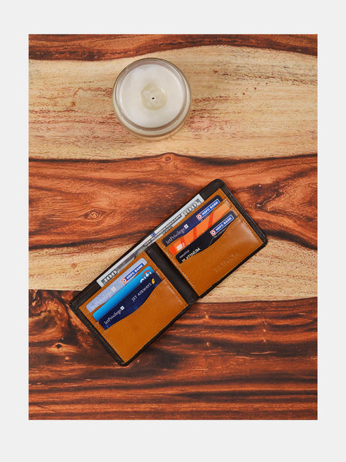 Leather Wallet - Dark Brown / Tan
